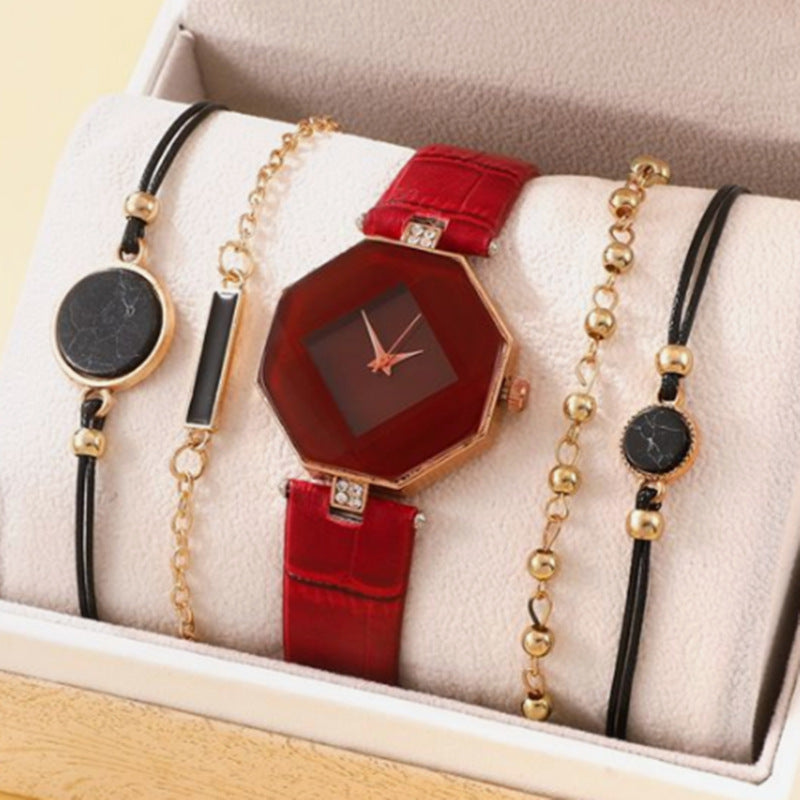 Set de regalo de relojes de mujer con accesorios.