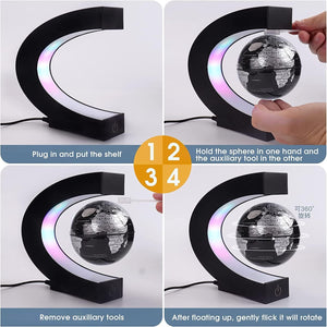 Magnetic Levitating Globe with LED Light - 3.5 Inch Floating Globe Decor, Perfect Gift for Kids and Adults for Learning, Office, or Home