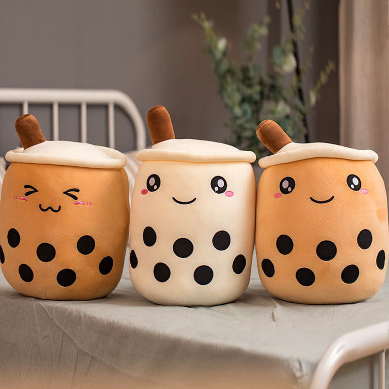 Juguete de taza de té Boba de felpa suave, bonito diseño de bebida de frutas, almohada de té de burbujas para niños