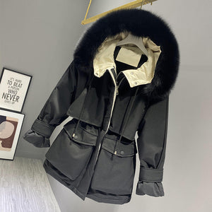 Women's Winter Jacket With Fur And Pockets