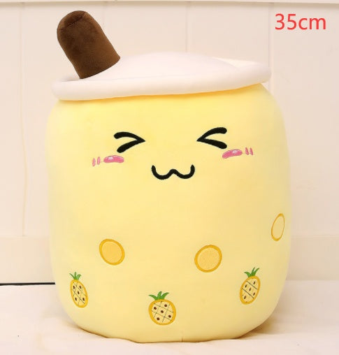 Soft Plush Boba Tea Cup Toy - Cute Fruit Drink Design, Bubble Tea Pillow for Kids