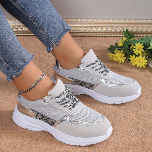Zapatillas de deporte con cordones para mujer, zapatos planos de malla transpirable, zapatos deportivos ligeros informales de moda para correr