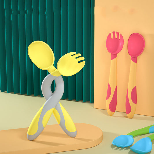 Baby Training Fork Spoon Twist Spoon Children's Tableware Set