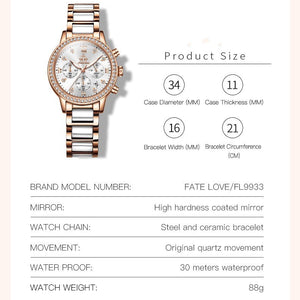 Rhinestone Quartz Waterproof Women's Watch