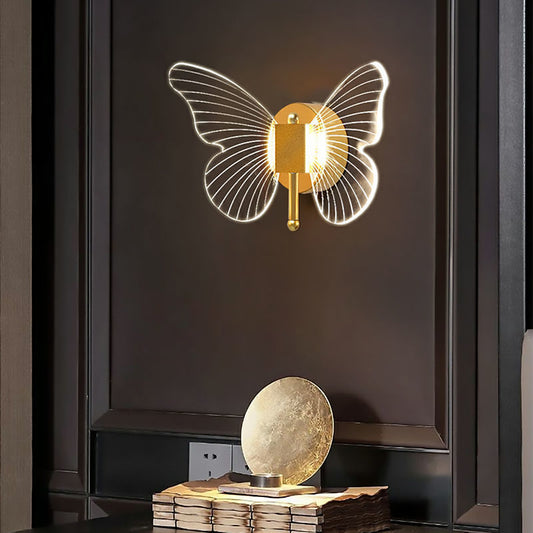 Lámpara de pared de mariposa Luz de noche de lujo Decoración cálida