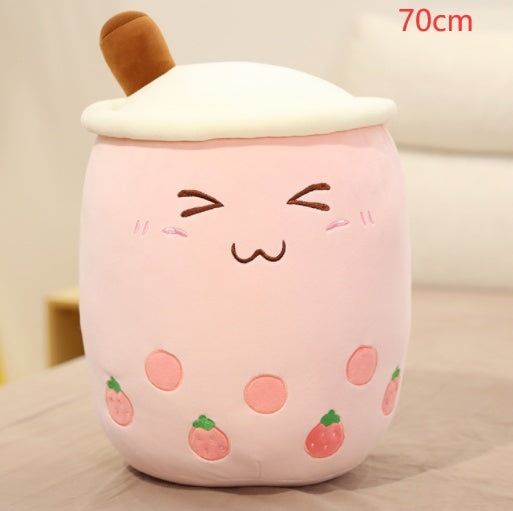 Weiches Plüsch-Boba-Teetassen-Spielzeug – süßes Fruchtgetränk-Design, Bubble-Tea-Kissen für Kinder