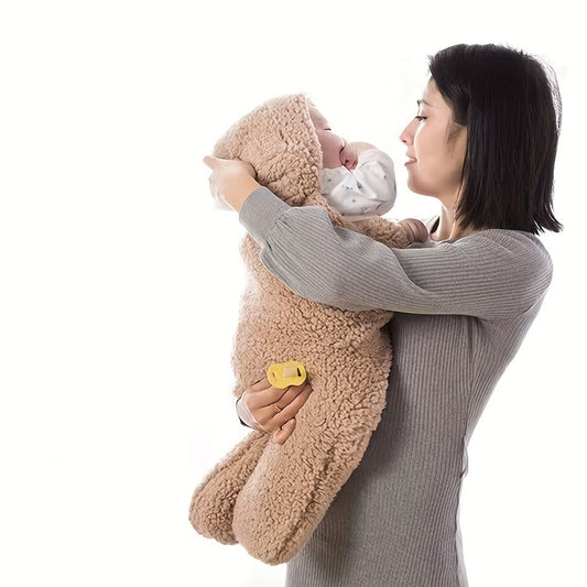 Winter-Babyschlafsack mit Bären-Nickerchen-Aufdruck, geeignet für Babys im Alter von 0–10 Monaten, weiche Nickerchenmatte mit abnehmbarem Kissen