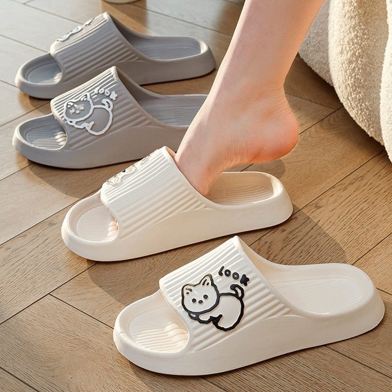 Lindas zapatillas de gato, zapatos de verano para mujer para el hogar, plataforma gruesa de baño, toboganes antideslizantes para interiores y exteriores