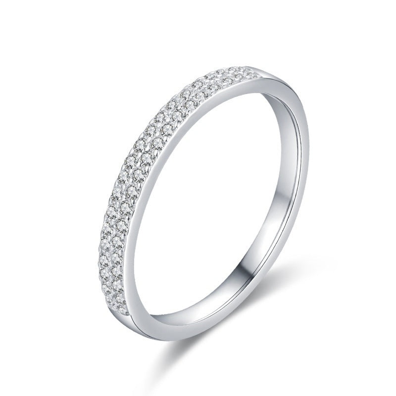 Sterling Silver Micro-inlaid Diamond Stackable Ring
