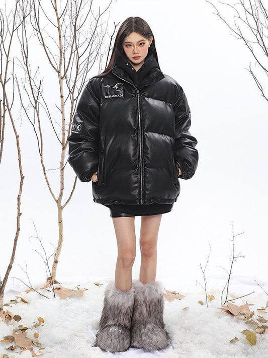 Women's Leather Warm Oversize Jacket