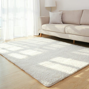 Fluffy White Living Room Rug