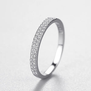 Sterling Silver Micro-inlaid Diamond Stackable Ring