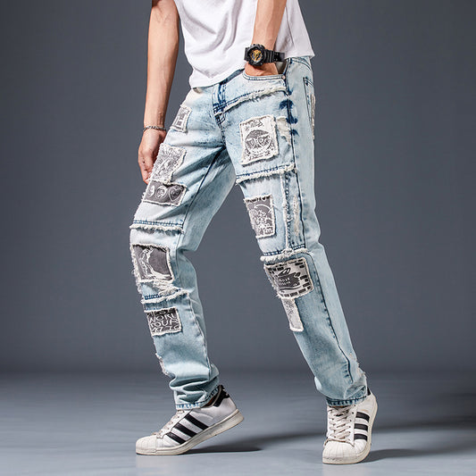 Herrenjeans mit Vintage-Effekt und Patches