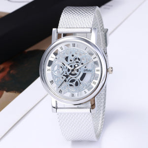 Women's Watch With Transparent Dial And Metal Strap