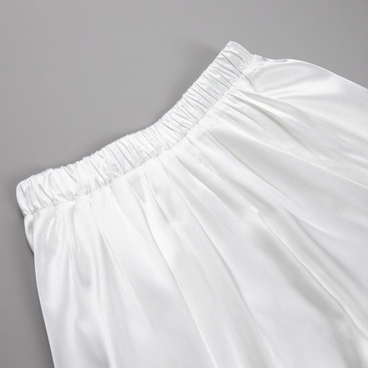 Falda larga de satén elegante a la moda para mujer