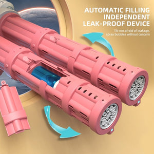 Máquina de pistola de burbujas de doble tubo súper grande - Juguete para hacer burbujas de jabón al aire libre