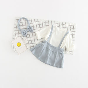 Girls' Cotton Baby Romper Dress-Up Three-Piece Set