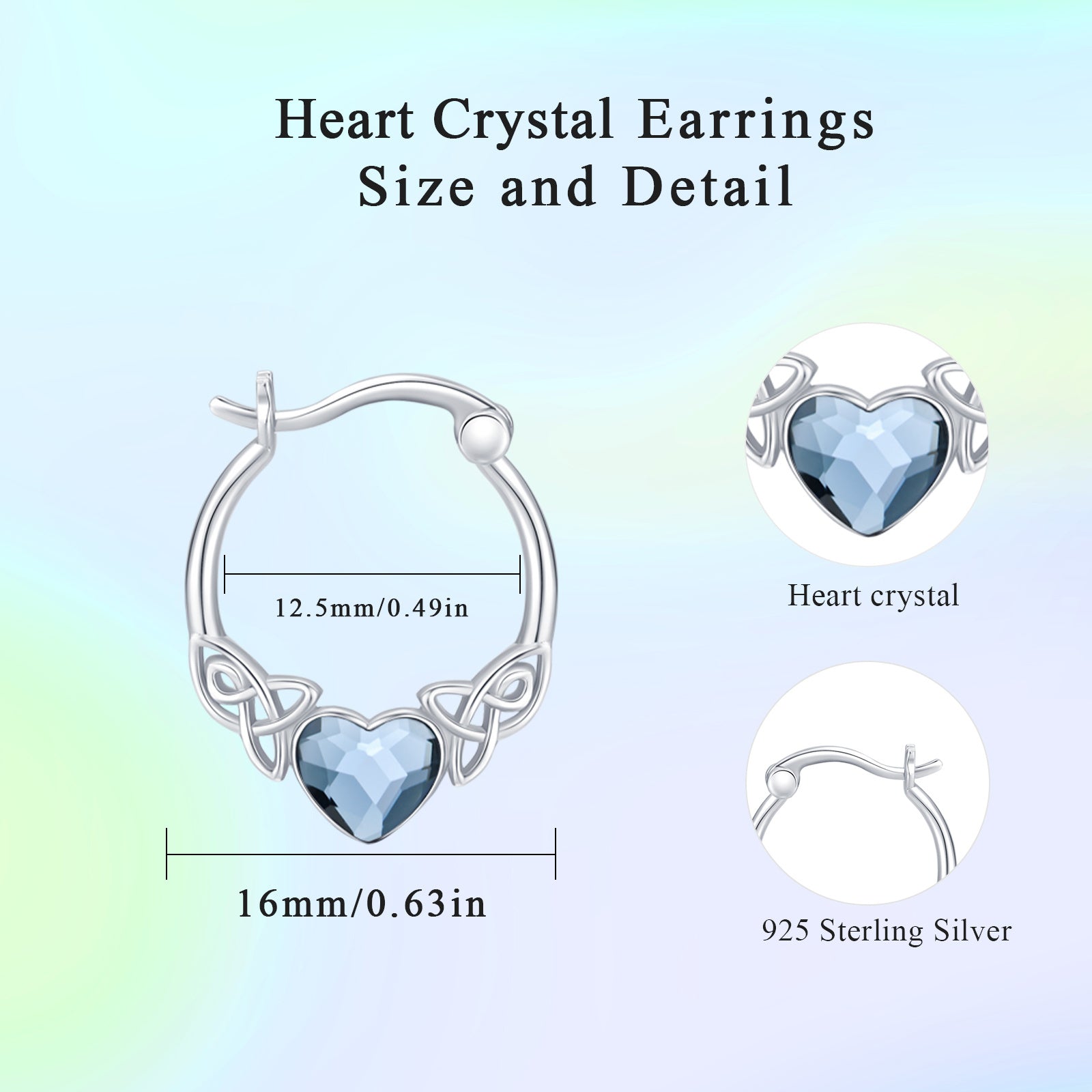 925 Sterling Silver Celtic Love Heart Hoop Earrings