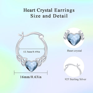 925 Sterling Silver Celtic Love Heart Hoop Earrings