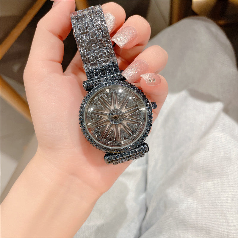 Reloj redondo para mujer con diamantes de imitación