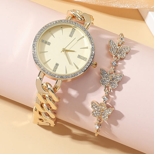 Women's Watch With Rhinestones And Chain Strap