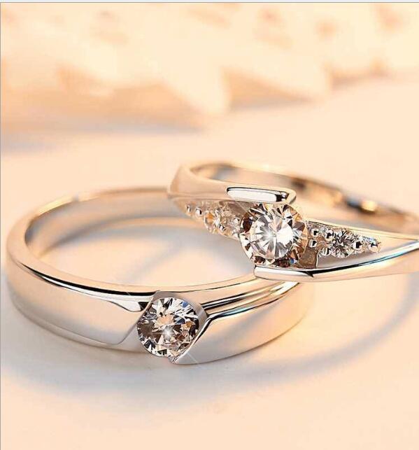 925 Silver Couple Rings: Simulated Diamond