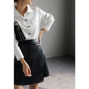 Women's Retro Leather Skirt