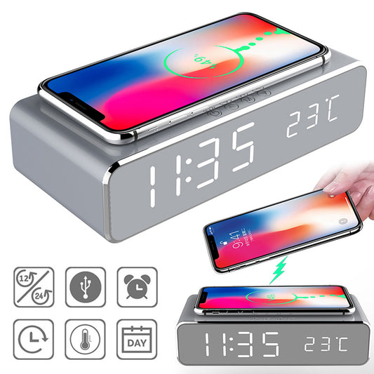 3 in 1 LED Alarm Clock with Alarm Clock and Wireless Charging