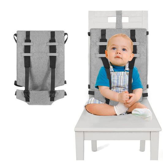 Asiento con arnés de viaje - Trona portátil de tela para bebé para viajes - Saco para asiento de trona de viaje - Asiento portátil para bebé con arnés de seguridad