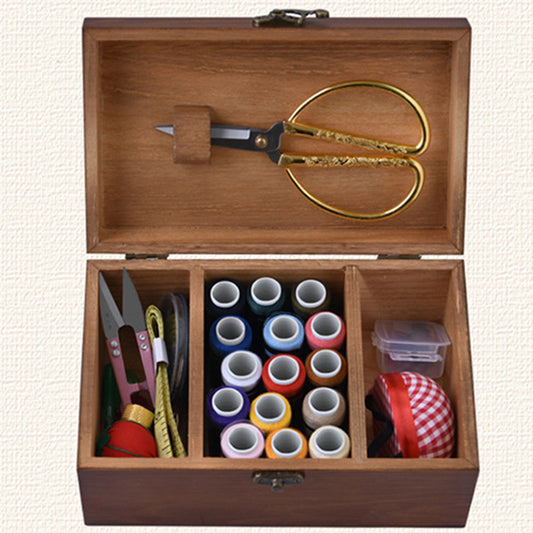 Solid wood sewing box