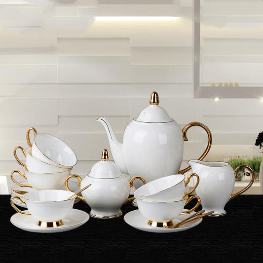 Gold-painted Bone China Coffee Cup Set