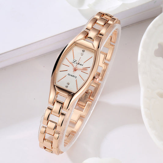 Reloj de cuarzo con diamantes ovalado simple para mujer