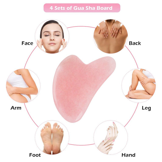 Masaje completo Gua Sha herramientas piedra de masaje de cuarzo rosa natural 