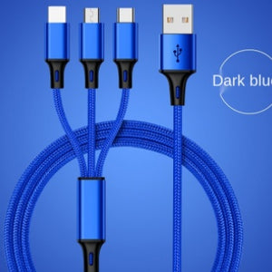 Three-head Mini Braided Three-in-one Data Cable