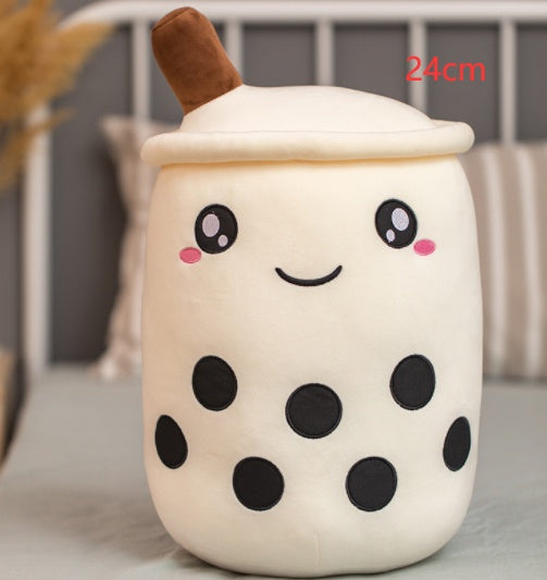 Juguete de taza de té Boba de felpa suave, bonito diseño de bebida de frutas, almohada de té de burbujas para niños