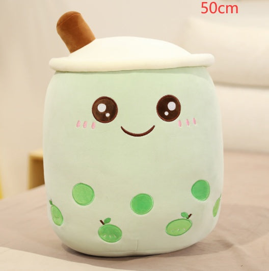 Juguete de taza de té Boba de felpa suave, bonito diseño de bebida de frutas, almohada de té de burbujas para niños