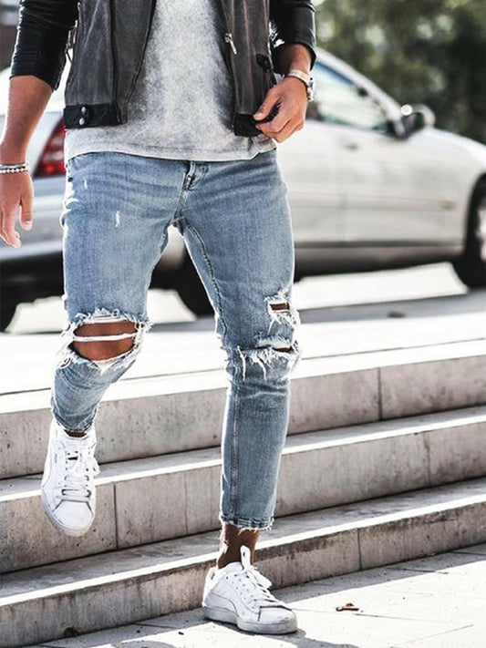 Men's Slim Ripped Trendy Skinny Jeans