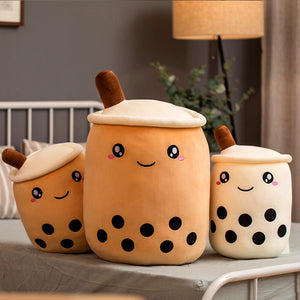 Juguete de taza de té Boba de felpa suave, bonito diseño de bebida de frutas, almohada de té de burbujas para niños