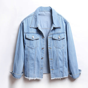 Women's Denim  Loose Frayed Short Jacket