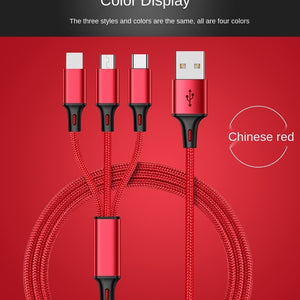 Three-head Mini Braided Three-in-one Data Cable