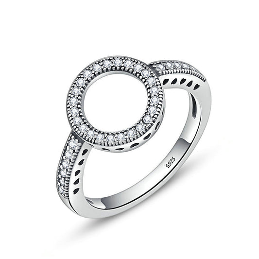 S925 Sterling Silber Einfache Intarsien Sterling Silber Ring Dame