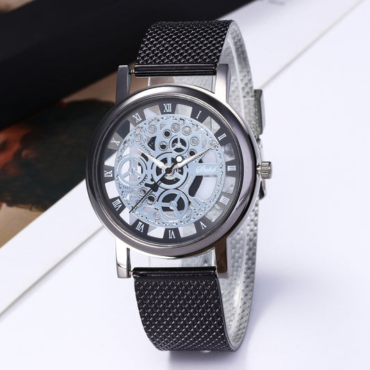 Women's Watch With Transparent Dial And Metal Strap