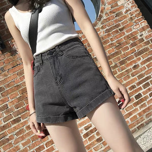 Woman's High Waisted Smoked Gray Denim Shorts