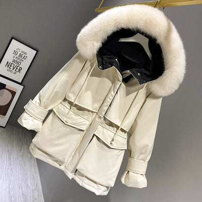 Women's Winter Jacket With Fur And Pockets