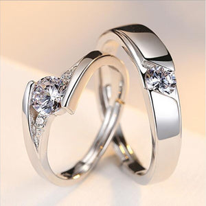 925 Silver Couple Rings: Simulated Diamond