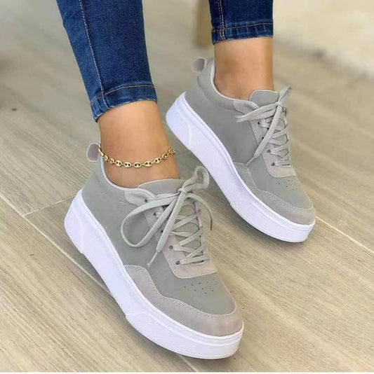 Lace-up Shoes Women Flats Thick Bottom Fashion Mesh Sneakers