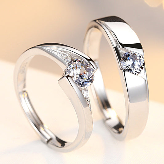 925 Silver Couple Rings: Simulated Diamond