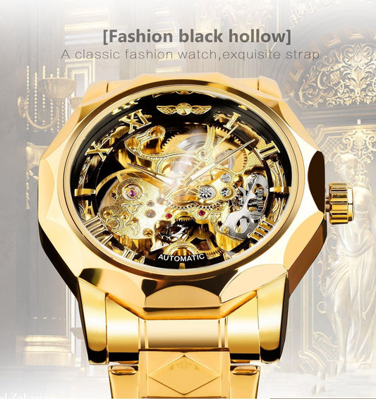 Men's Retro Style Mechanical Watch with Luminescent Elements