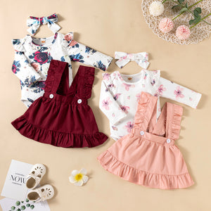 Ruffled Long-Sleeved Baby Girl Romper Set