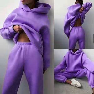 Women's Casual Warm Suit With Hoodie